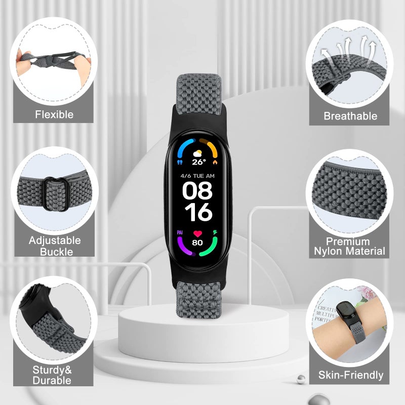 سوار معصم رياضي بديل قابل للتعديل من النايلون من Tumpcez Solo Loop متوافق مع أساور Xiaomi Mi Band 7 و6 و5 و4 و3/Amazfit Band 5، مناسب للرجال والنساء - Image 3